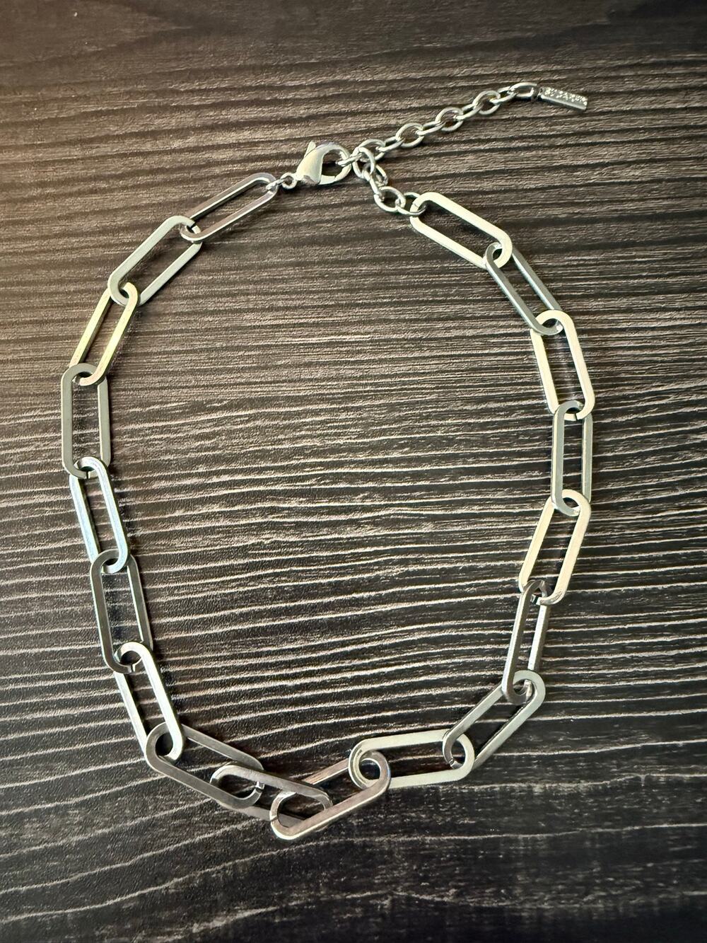 SUGARFIX by BaubleBar Silver Tone Paperclip Link Chain Necklace Minimalist